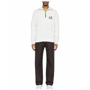 NEW C.P. COMPANY fleece half zip sweatshirt in white
